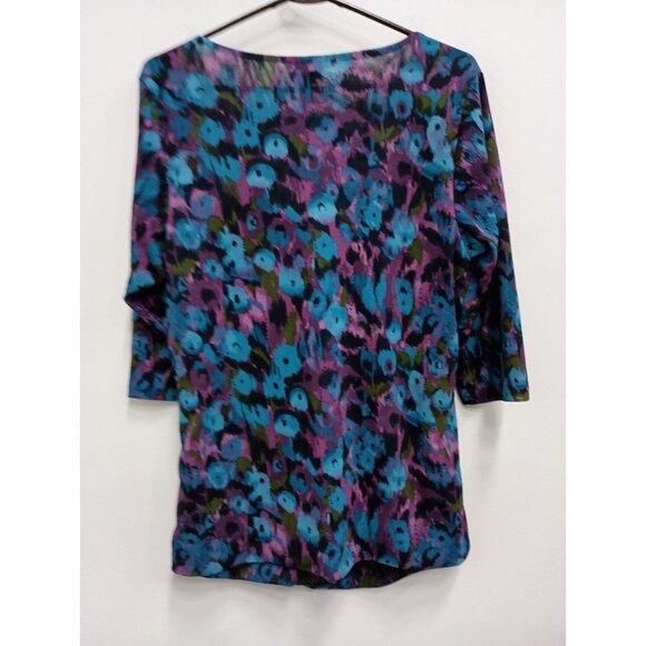 VTG Y2K Torrid Babydoll Top Top Size 2X Blue Purple Floral 3/4 Sleeve Coquette - Picture 6 of 8